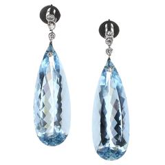 Aquamarine Diamond Platinum Earrings 5