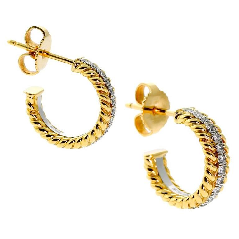 Tiffany and Co. Schlumberger Diamond Gold Rope Earrings at 1stDibs tiffany rope earrings, rope