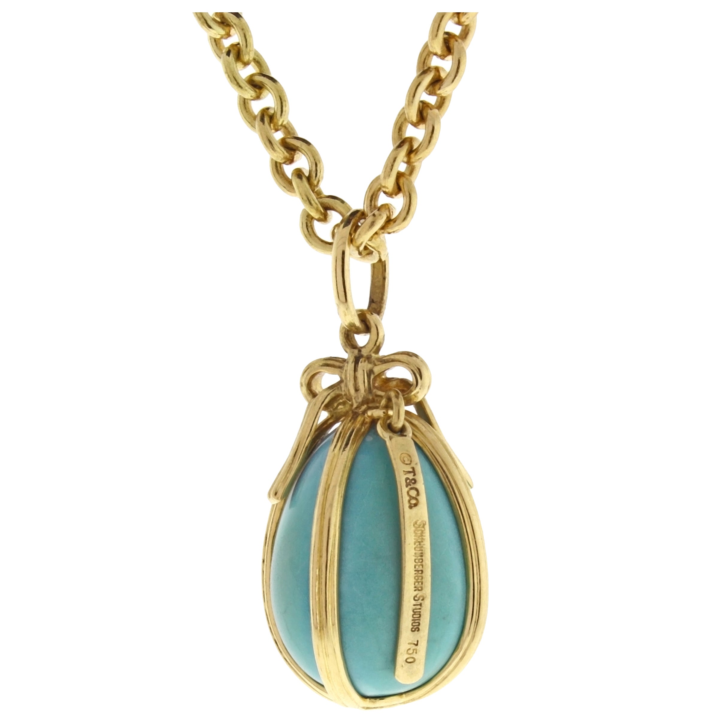 Turquoise Gold Egg Charm Necklace 