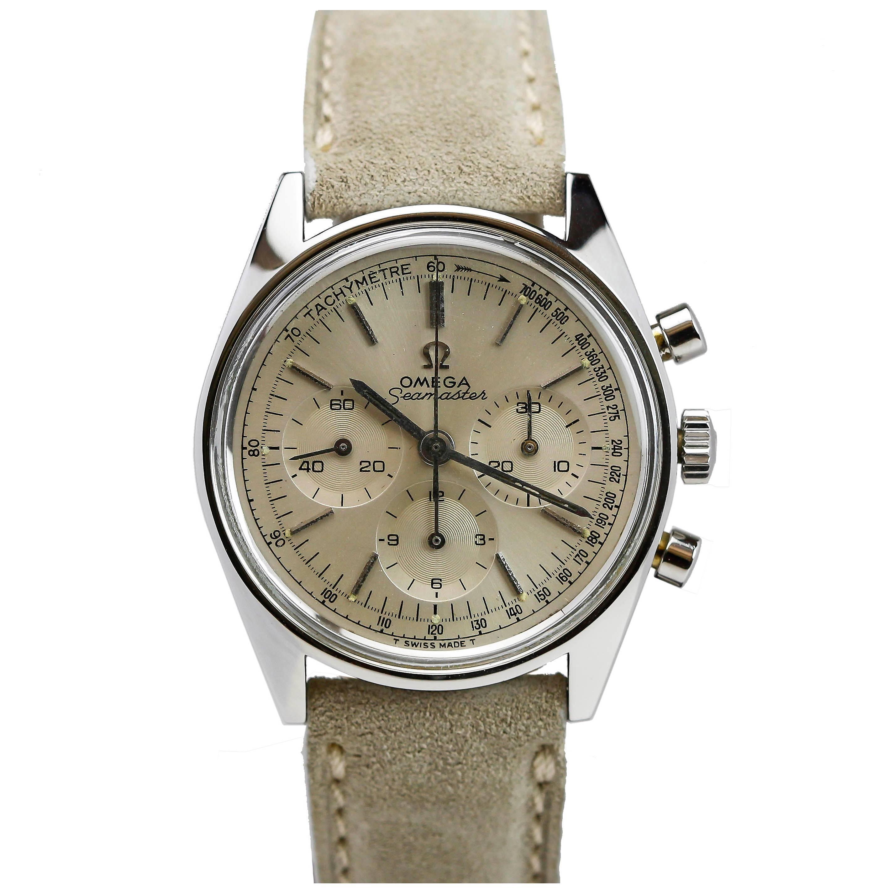 Omega Stainless Steel Seamaster Chronograph Manual Wind Wristwatch