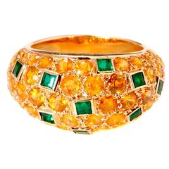 Van Cleef & Arpels Yellow Sapphire Emerald Gold Bombe Ring 7