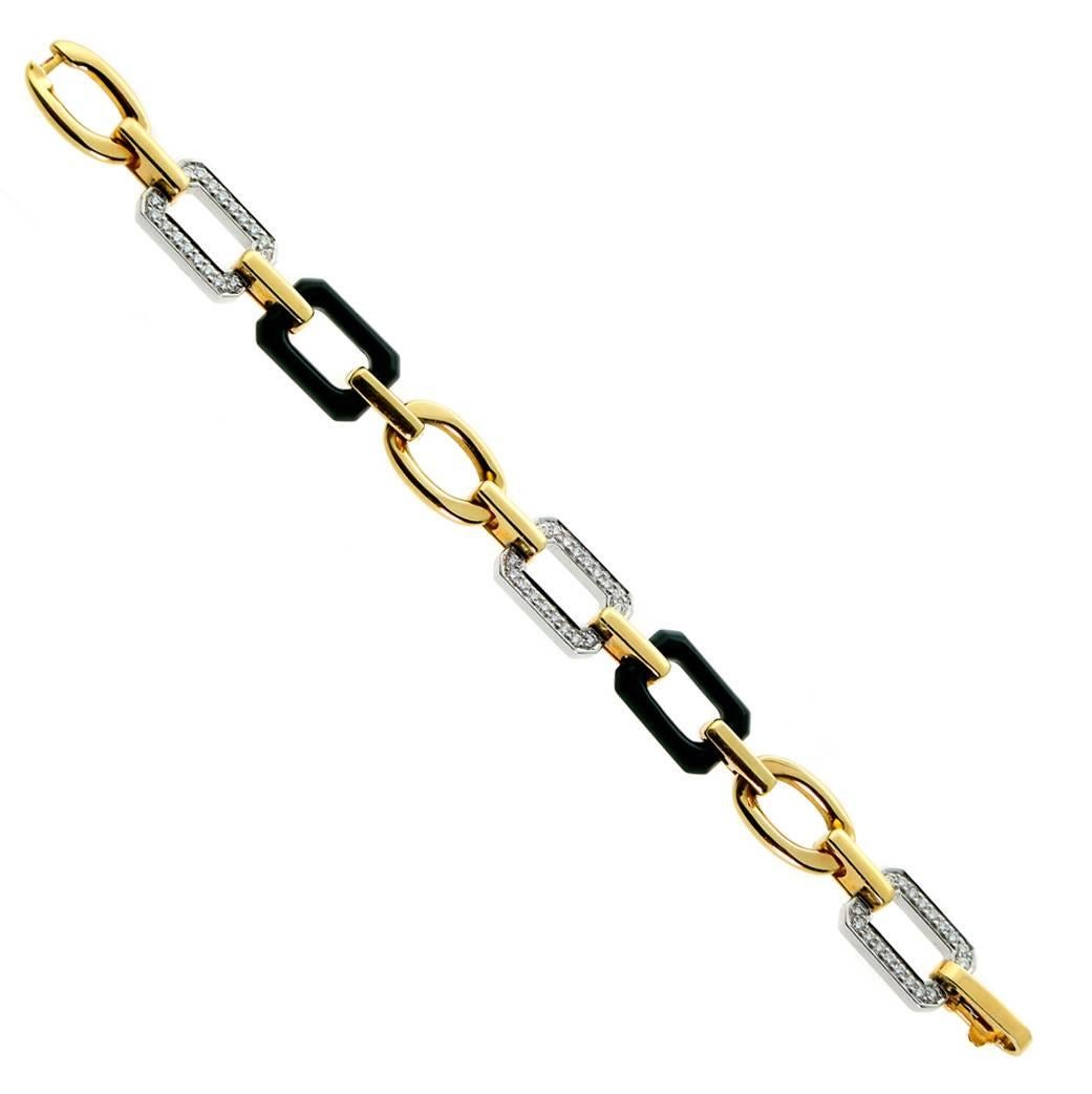 Chanel Onyx-Diamant-Goldarmband im Angebot