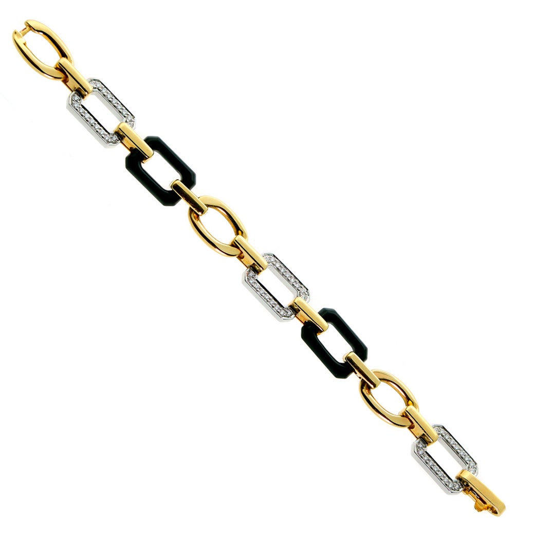 Chanel Onyx Diamond Gold Bracelet