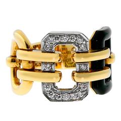 Chanel Onyx Diamond Gold Ring 7