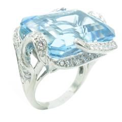 Gorgeous 30.01 Carat Aquamarine Diamond Platinum Ring