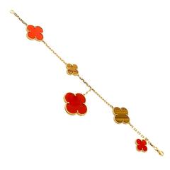 Van Cleef & Arpels Tiger Eye Carnelian Gold Bracelet