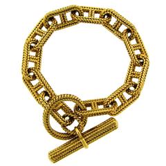 1980s Bulgari Gold Heavy Link Bracelet with Toggle