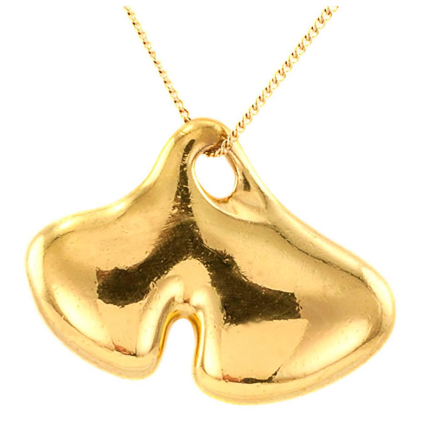 Tiffany & Co. 24 Karat Gold Ginkgo Leaf Pendant