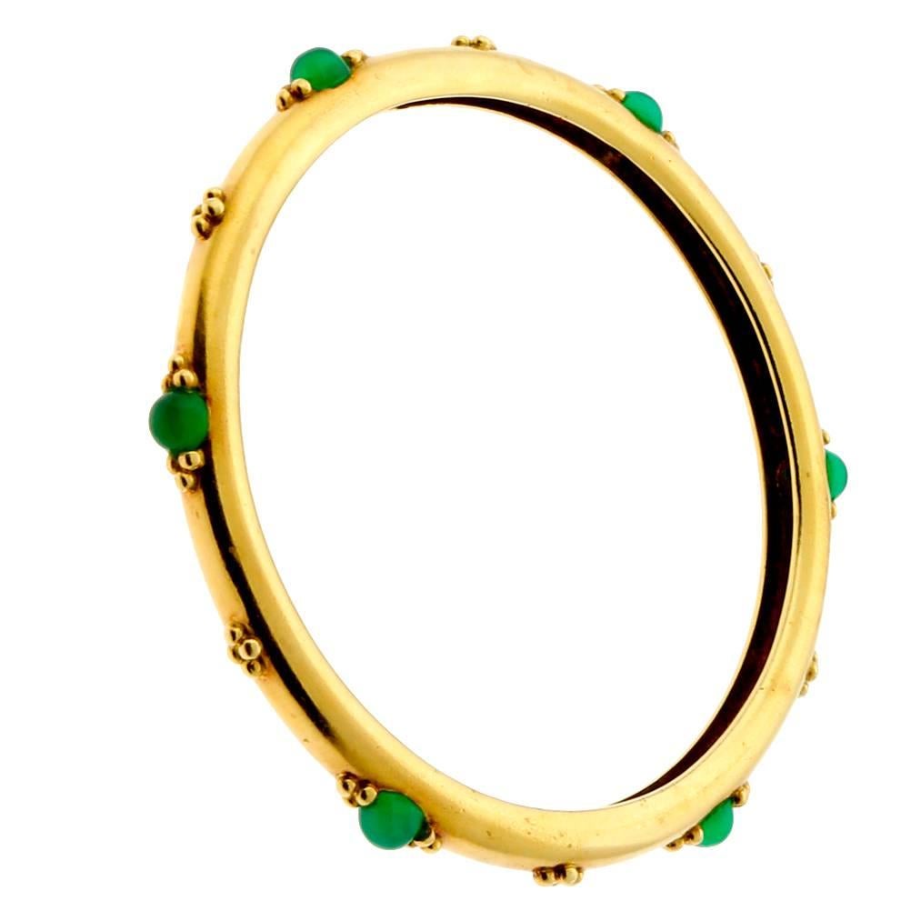 Boucheron Paris Emerald Gold Slip On Bangle Bracelet