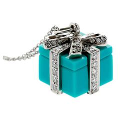 Tiffany & Co. Diamond Platinum Tiffany Blue Box Necklace