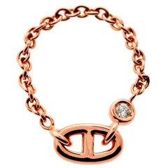 Hermes Diamond Gold Chain Ring
