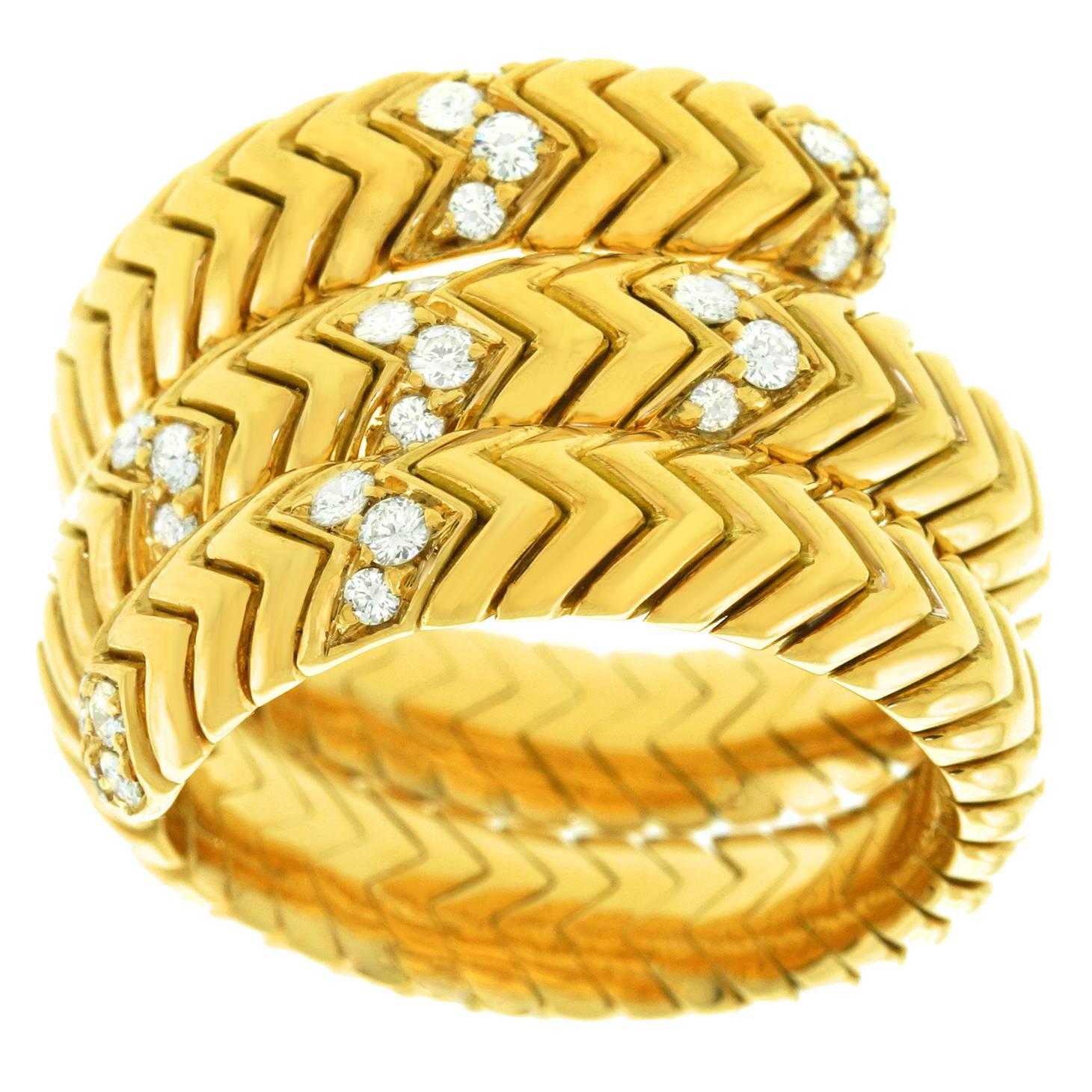 Bulgari Spiga Diamant Gold Schlange Ring
