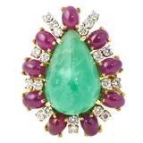 Emerald Ruby Diamond Gold Statement Ring