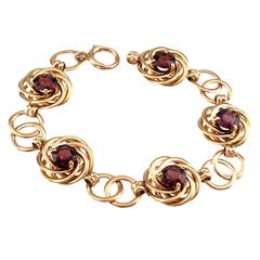 1940s Retro Garnet Gold Bracelet 