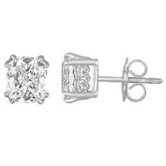 GIA Certified 4.06 Carats G VS Cushion Diamond Gold Stud Earrings 1