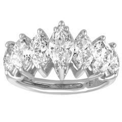 Bague en platine avec 7 pierres et diamants taille marquise de 2,23 carats