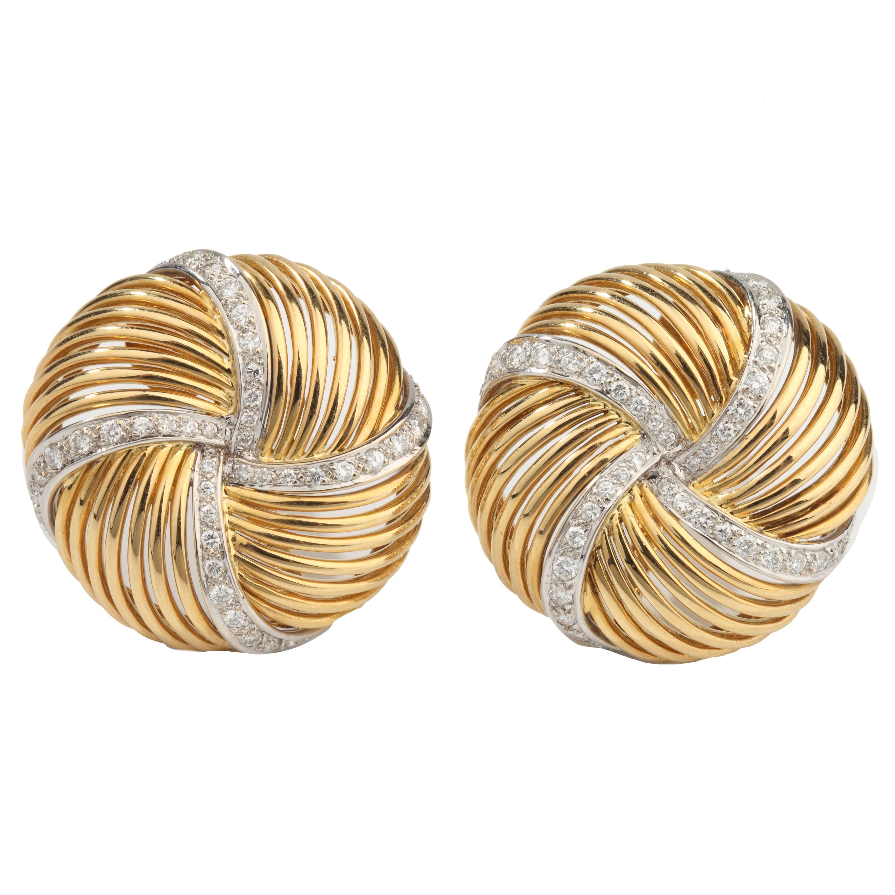 Sabbadini Diamond Gold Earrings For Sale