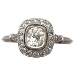 Antique and Contemporary 0.93 Carat Diamond and Platinum Dress Ring