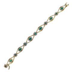 Vintage Emerald Diamond Station Bracelet