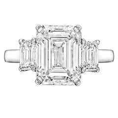 Betteridge 4.01 Carat Emerald Cut Diamond Platinum Engagement Ring