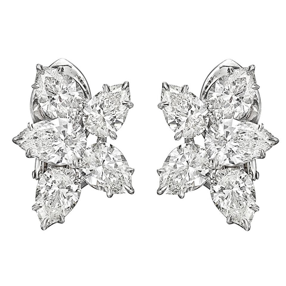 Pear Shaped Moonstone, Diamond and Garnite Earclips main image 0