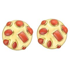 Seaman Schepps Coral Gold "Half Dome" Earrings
