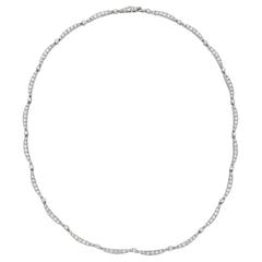 Diamond Platinum Scalloped Link Collar Necklace