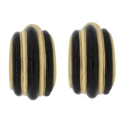 David Webb Black Onyx Gold Earrings