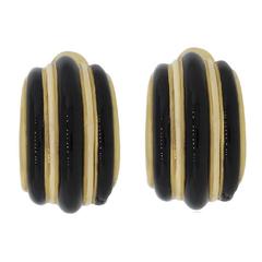 David Webb Black Onyx Gold Earrings 10