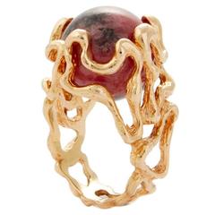 1970s Gilbert Albert Gold Ring with Seven Interchangeable Gemstones
