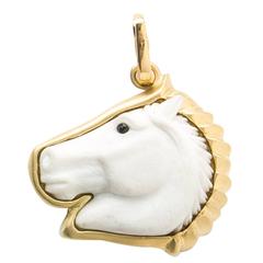 Howlite Horse Head Pendant with Detachable Gold Enhancer 12