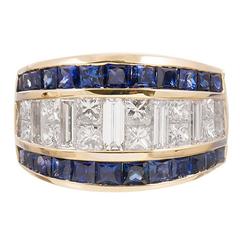 Channel Set Sapphire Diamond Band Ring