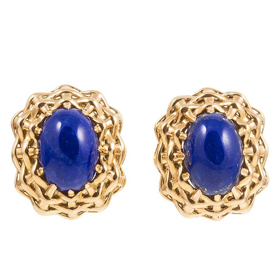 Seaman Schepps Lapis Lazuli Gold Lightship Collection Earrings