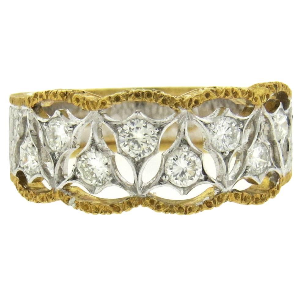 Mario Buccellati Diamond Gold Half Band Ring