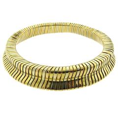 Tricolor Gold Italian Wide Gooseneck Necklace
