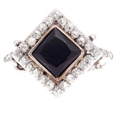 Onyx Diamond Platinum Ring