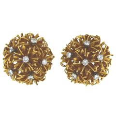 David Webb Diamond Gold Dandelion Earrings 3