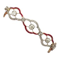 1910s Ruby and 4.31 Carat Diamond, Yellow Gold Bracelet 2
