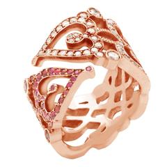 Sabine Getty Ruby Diamond Gold "Love" Ring 9