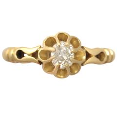 0.33Ct Diamond and 18k Yellow Gold Solitaire Ring - Antique 1912 11