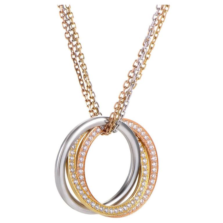 Cartier Trinity Diamond Tri-Gold Pendant Necklace at 1stDibs | cartier ...