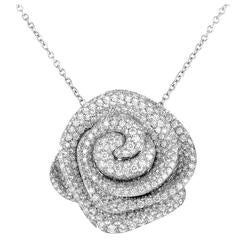 Pasquale Bruni Ruby Diamond Pave Gold Rosebud Pendant Necklace