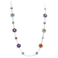 Pasquale Bruni Fiori Multi-Gemstone Gold Floral Necklace