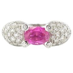Pink Sapphire Diamond Gold Ring 6