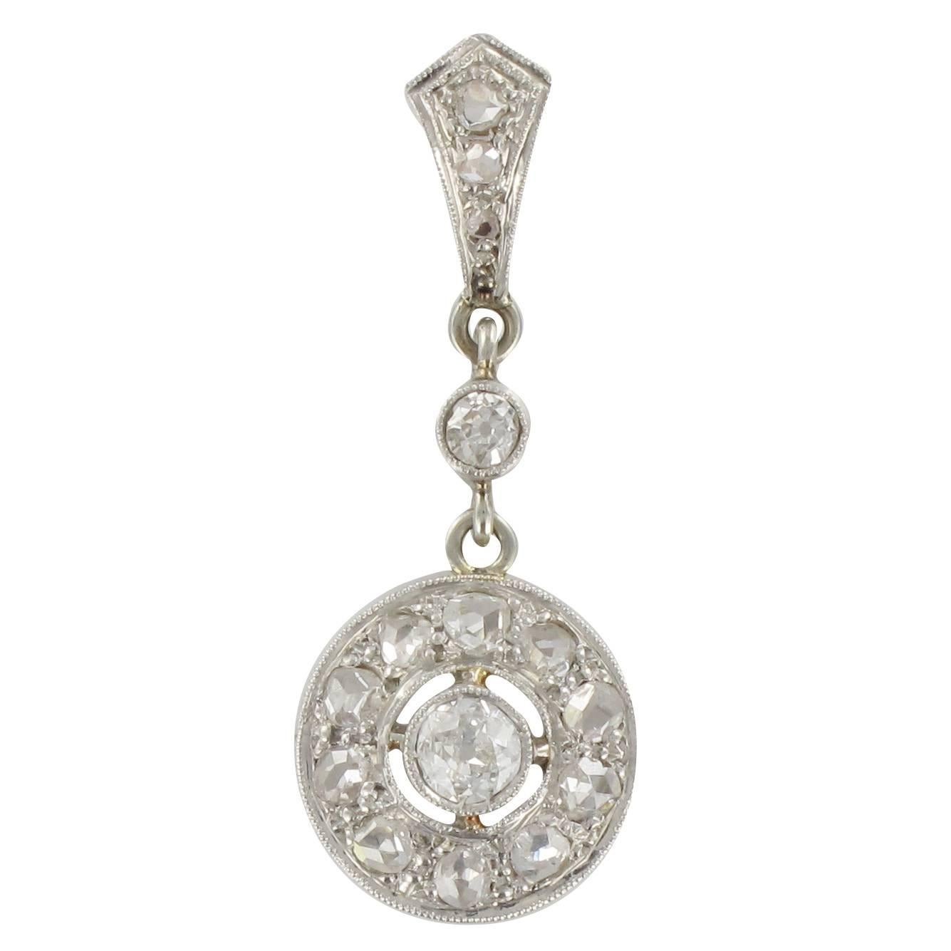 1920s Art Deco Diamond Gold Pendant 