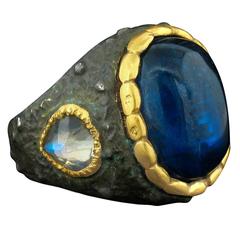 Victor Velyan Kyanite Moonstone Silver Gold Ring