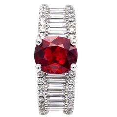 Certified Burmese Pigeon-Blood Ruby and  Diamond Engagement Ring
