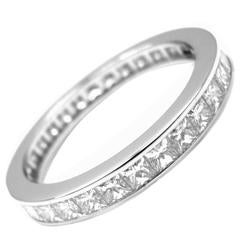 Vintage Cartier Princess Cut Diamond Platinum Eternity Band Ring