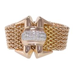 1940s Diamond Gold Mesh Link Bracelet