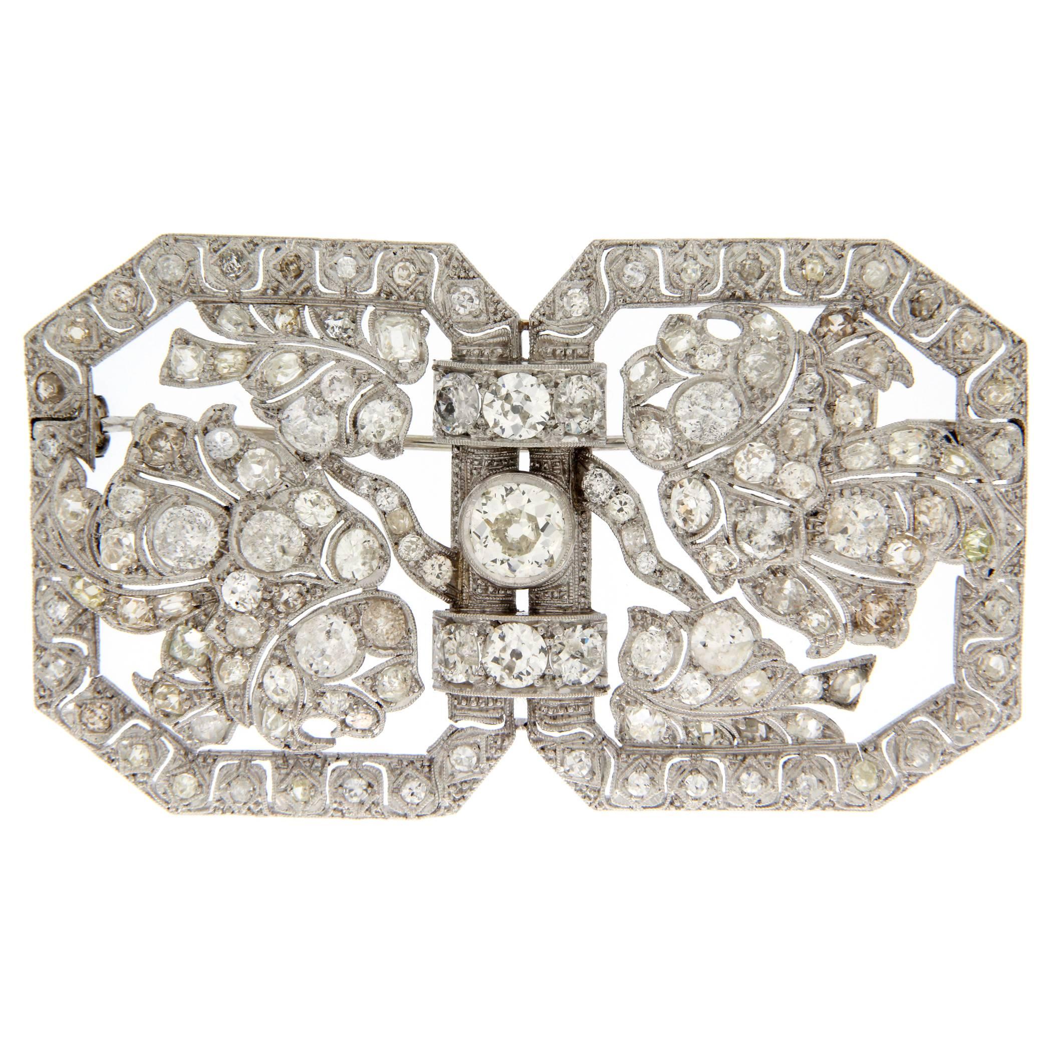 1930s Diamond Platinum Brooch